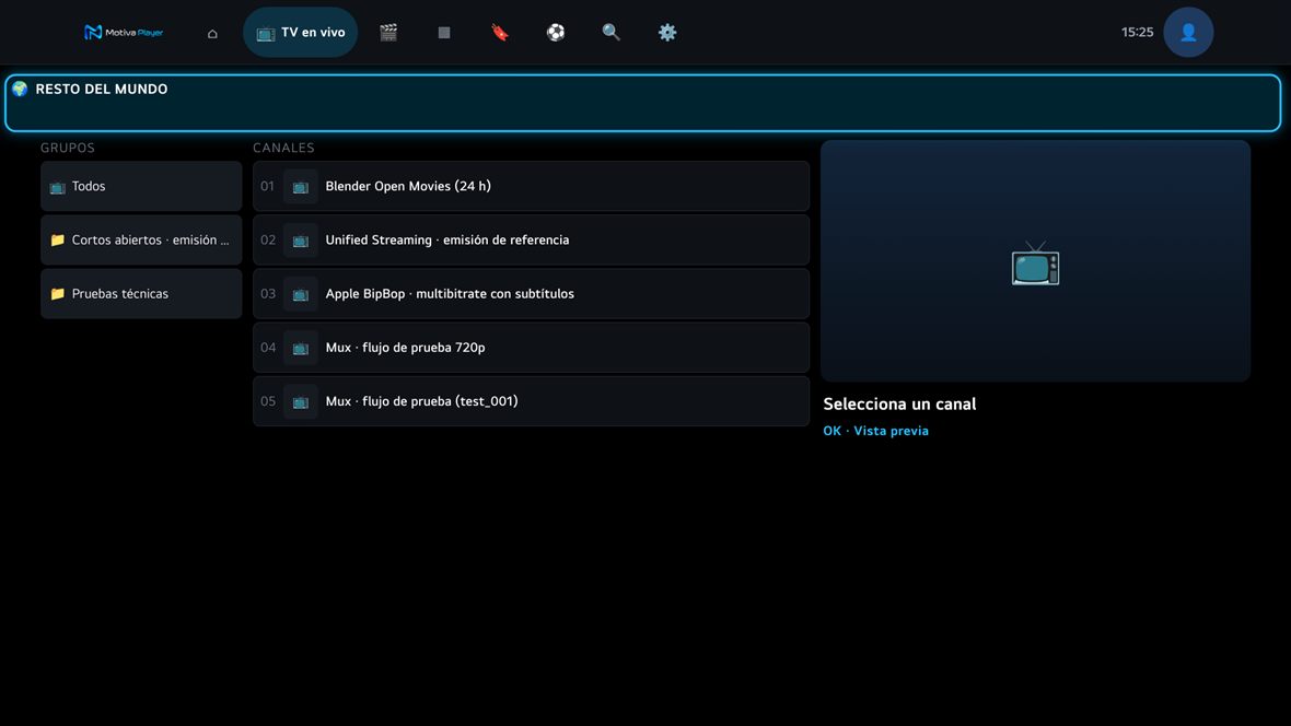 Motiva Player — TV en vivo